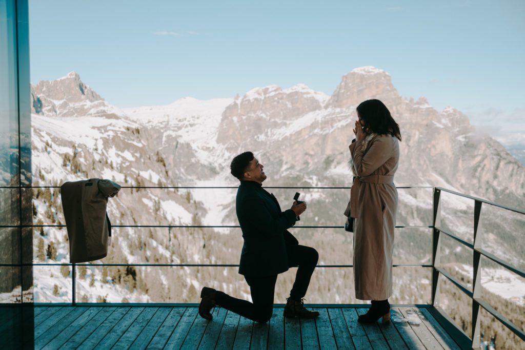 Proposal in Alta Badia, Piz Boé Kelina Restaurant Romantic Couple Photographs